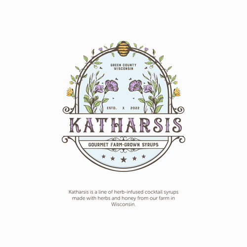 Cocktail logo with the title 'Nature Logo for herb-infused cocktail syrups'