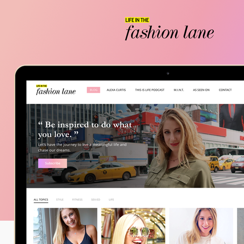 Lifestyle website with the title 'Life In Fashion Lane Homepage Design'
