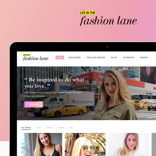 Classy website with the title 'Life In Fashion Lane Homepage Design'