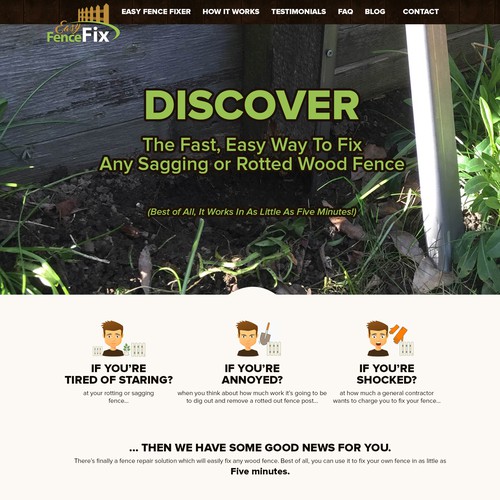 Construction website with the title 'Website design for Easy Fence Fix '