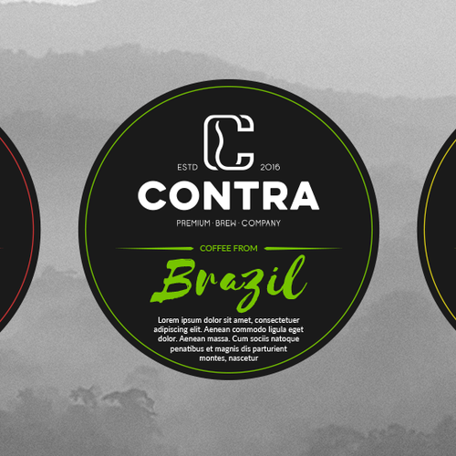 Exotic design with the title 'Contra Coffee'