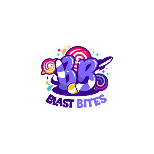 Candy store design with the title 'blast bites'