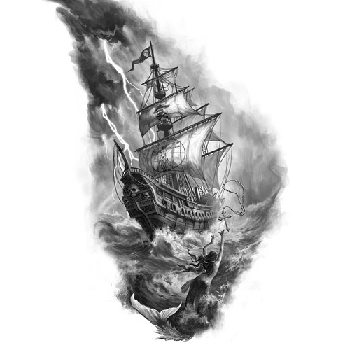 Siren design with the title 'tatuaje para brazo'