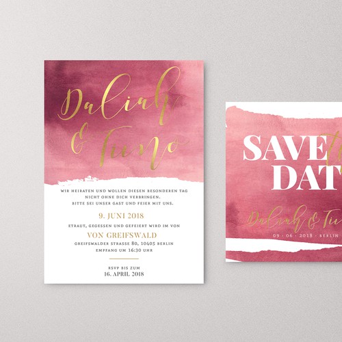 Invite design with the title 'Modern, shabby chic wedding stationary '