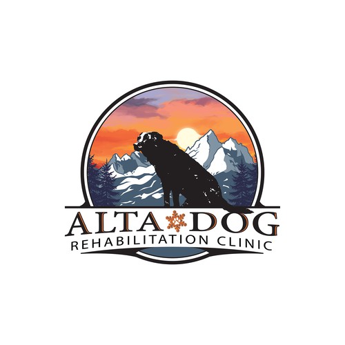 Fir tree logo with the title 'Alta Dog Rehabilitation Clinic'