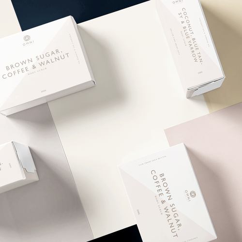 Pink packaging with the title 'Packaging Design for OMNI'