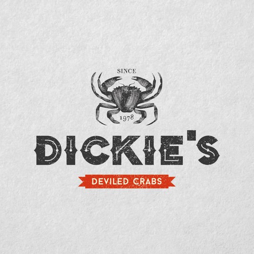 Crab design with the title 'Dickie's Seafood Proposal'