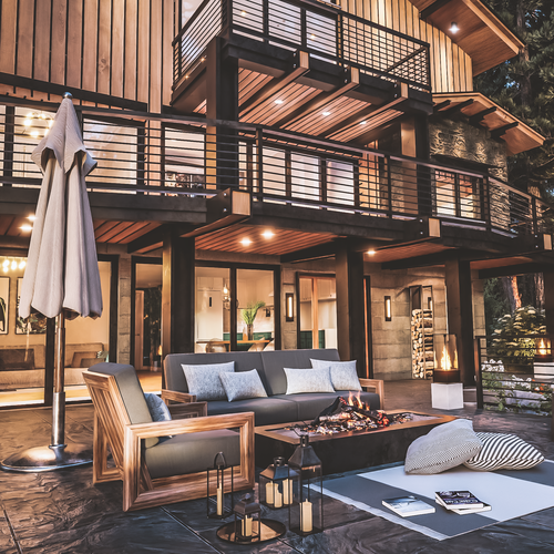 Architecture design with the title '3d Rendering - Patio View'