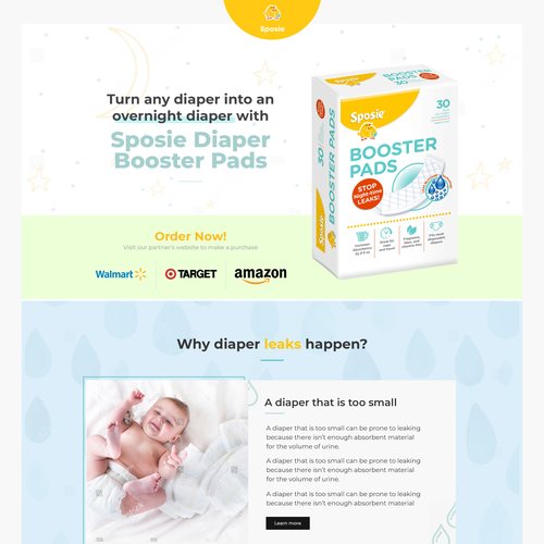 Diaper design with the title 'Landing page design for Sposie'