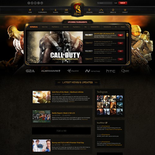 Game website with the title 'team spotnet'