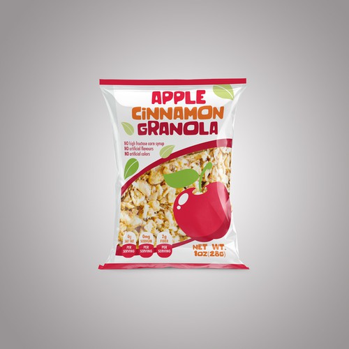 Apple packaging with the title 'Granola bar packaging'