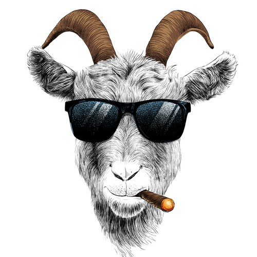 Illustration artwork with the title 'HQ goat avatar'