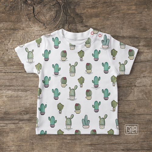 Watercolor design with the title 'Cactus seamless pattern'