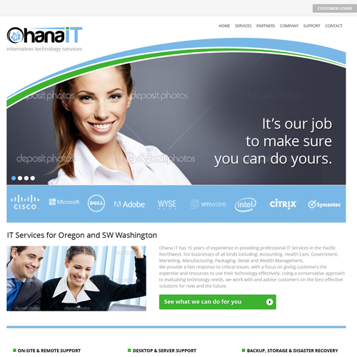 Bright website with the title 'Website design for Ohana IT'