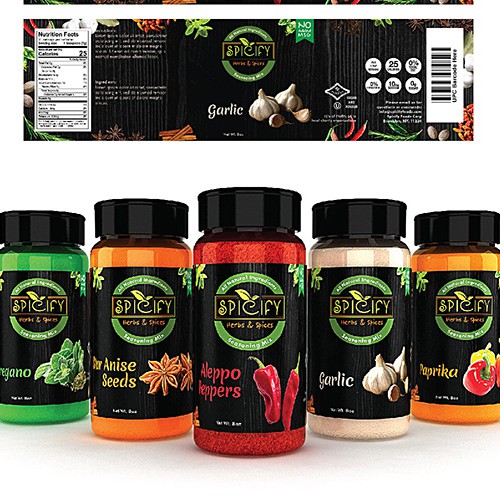 Herbs label with the title 'New Basic Spices labels design'