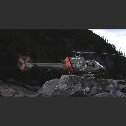 Vehicle graphic design with the title 'Heli-Boreal Inc. Helicopter Paint Scheme Design'