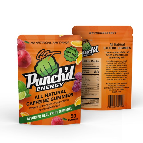 Gummy packaging with the title 'Finalist at gummies packaging design'