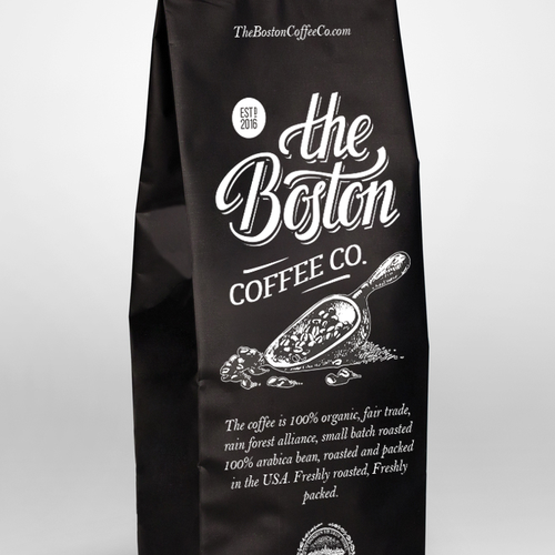 Vintage packaging with the title 'The vintage looking lettering for a coffee bag.'