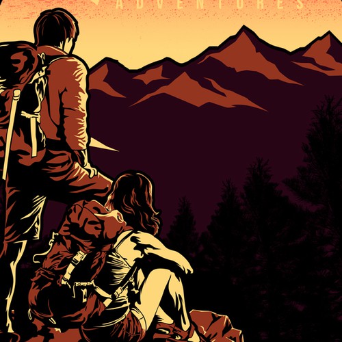 Camping design with the title 'Adventure Apparel'