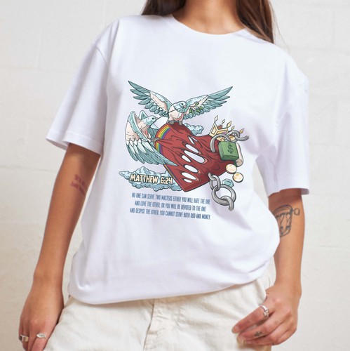 Religious t-shirt with the title 'Matthew 6:24 illustration'