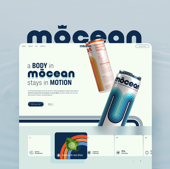 Can design with the title 'Webdesign for mocean Drink'