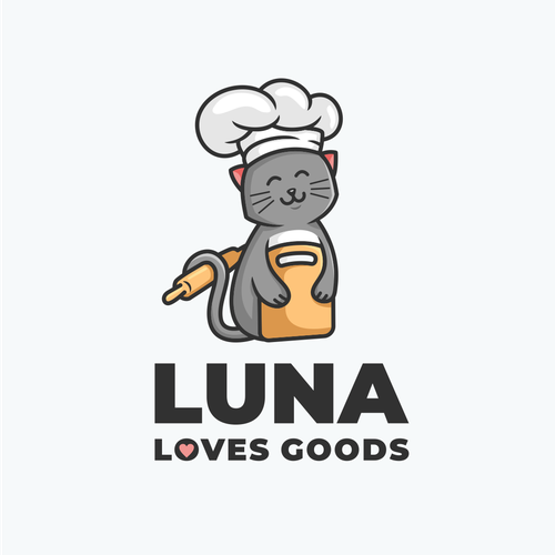 Cute cat logo with the title 'Logo for "Luna Loves Goods"'