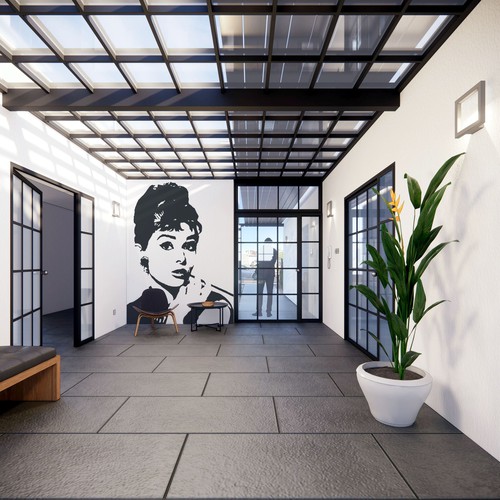 3D illustration with the title 'Modern house interior'