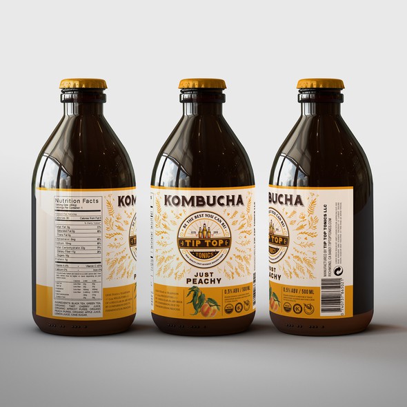 Kombucha label with the title 'KOMBUCHA'