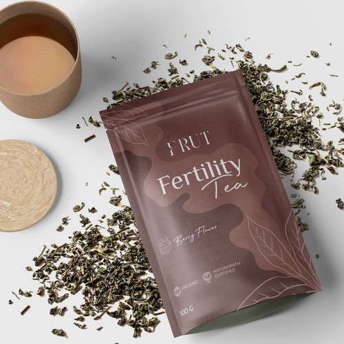 Packet packaging with the title 'Fertility tea pack design'