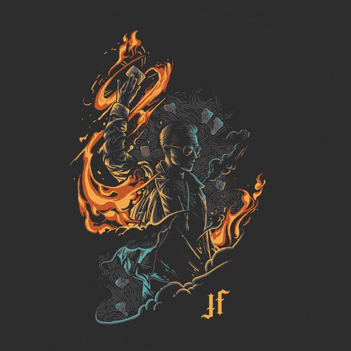 Fire design with the title 'Justin Flom Tour t-shirt design'