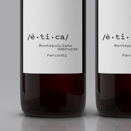 Typography label with the title 'Minimalist wine label design'
