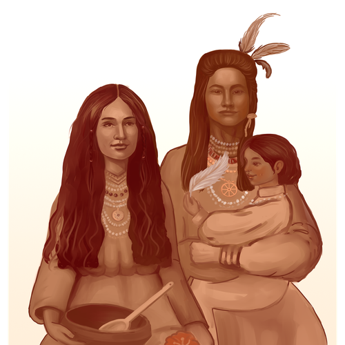 Family artwork with the title 'Indian family'