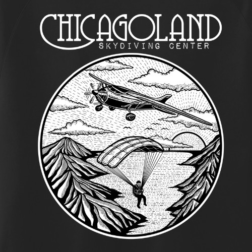 Parachute design with the title 'Skydiving illustrations '