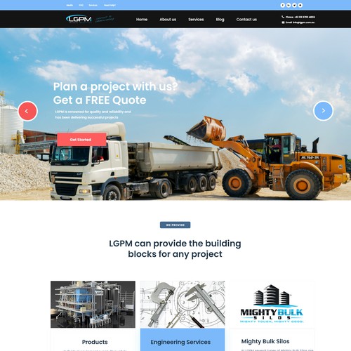 Industry website with the title 'Industrial Web Page  Design '