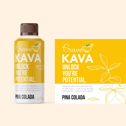 Alcohol label with the title 'kava shot'