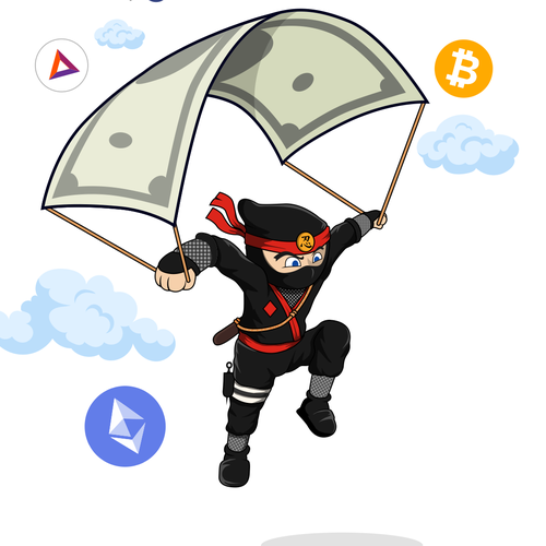 Cryptocurrency logo with the title 'Bitcoin Ninja Character Logo Design'