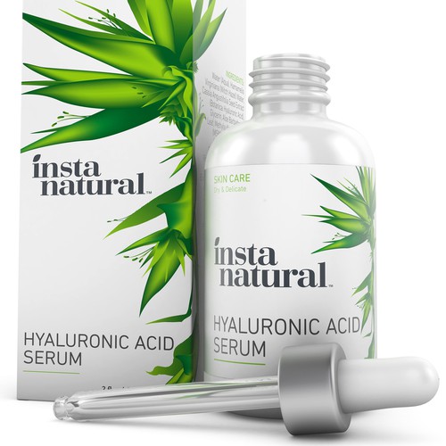 Rendering design with the title 'Hyaluronic Acid Serum 3D Rendering'