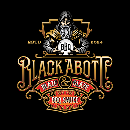 Magic brand with the title 'Black Abott BBQ sauce logo.'