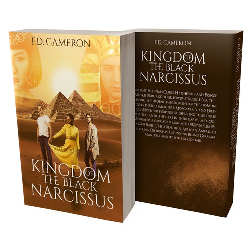 Pharaoh design with the title 'Kingdom of the black narcissus'