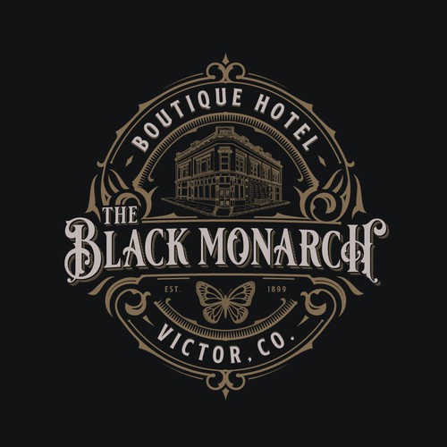 Gothic design with the title 'Black Monarch Hotel'