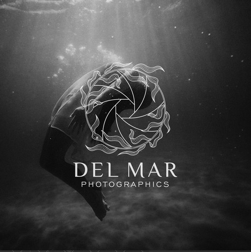 Sun and sea logo with the title 'Logo concept for Del Mar Photographics'