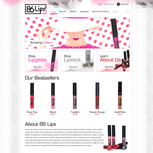 Lipstick design with the title 'Makeup Website'