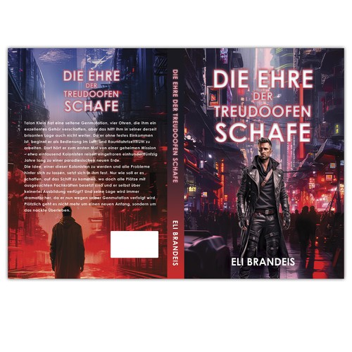 Dystopian book cover with the title 'Book cover illustration : Die Ehre der treudoofen Schafe'