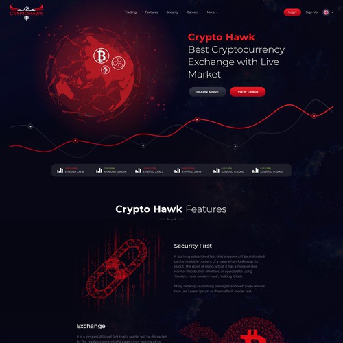 Bitcoin website with the title 'Crypto Hawk'