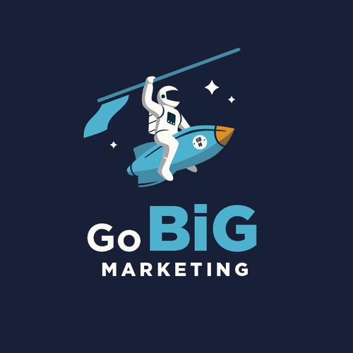 Rocket design with the title 'Go Big Marketing'