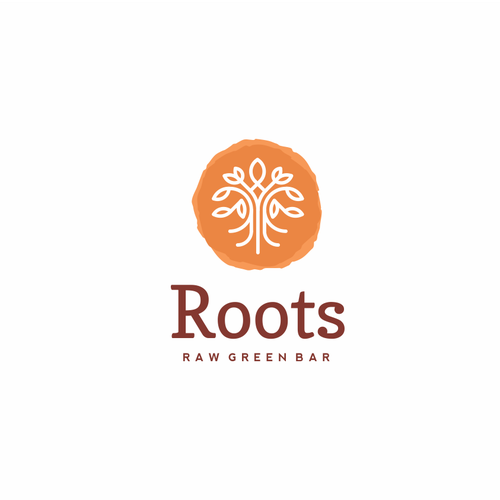 Abstract tree logo with the title 'Roots green bar'