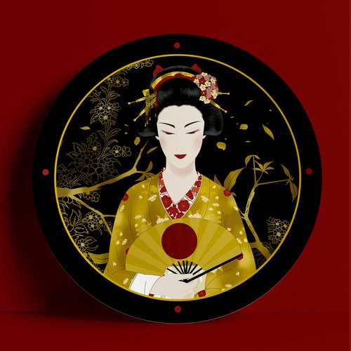 Japanese artwork with the title 'Geisha Ilustration '