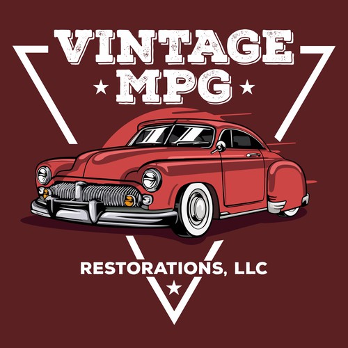 Vintage car design with the title 'Vintage MPG Logo Design'