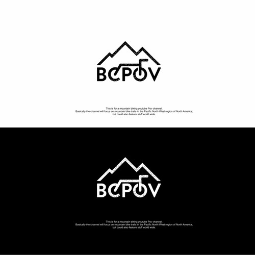 Mountain biking logo with the title 'modern minimalist logo for a mountain biking youtube Pov channel. Basically the channel will focus on mountain bike trails in the Pacific North West region of North America, but could also feature stuff world wide.'