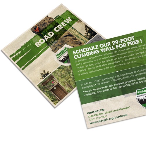 Camping design with the title 'Postcard for a Christian camp'